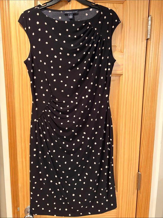 American Living Dresses & Skirts - American Living Black and Cream Polka Dot Midi Dress